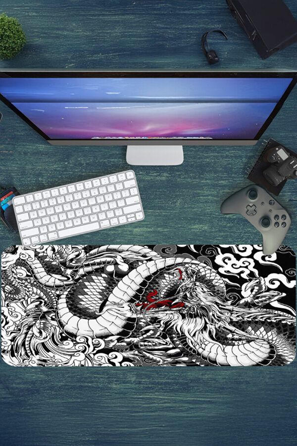 Ember Dragon Siyah Beyaz Gaming Mousepad