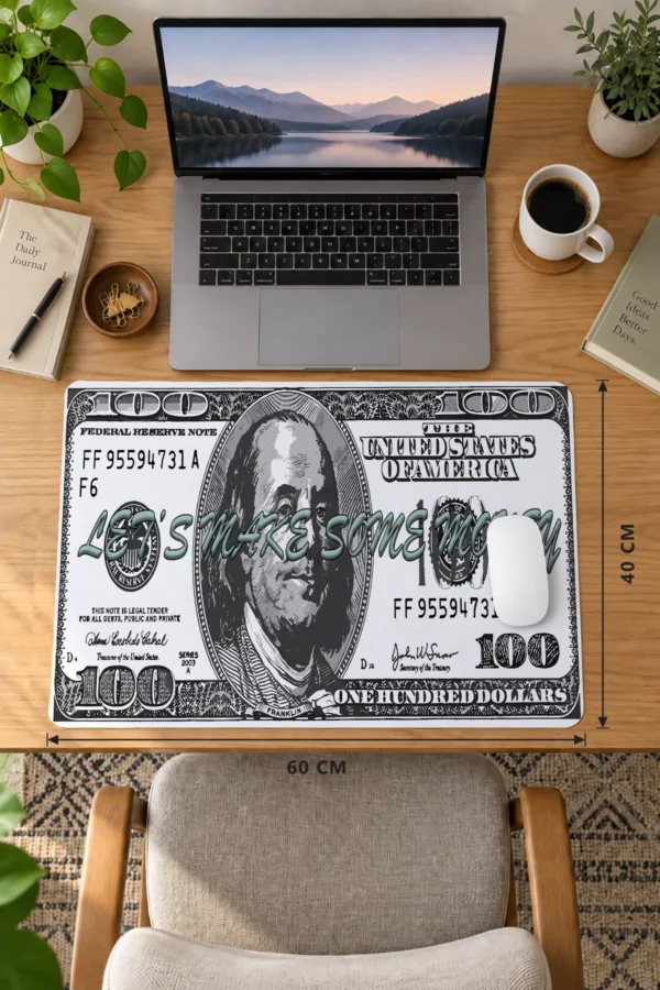 100 Dollar Printed Dizüstü Gaming Mousepad