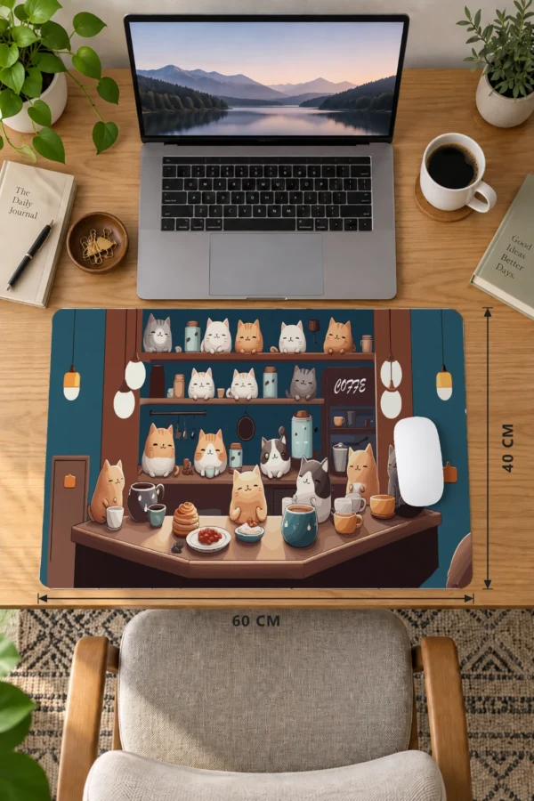 Cat Cafe Harmony 60x40 Gaming Mousepad Cat Cafe Harmony Dizüstü Gaming Mousepad