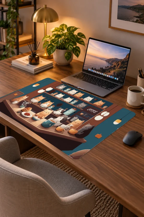 Cat Cafe Harmony 60x40 Gaming Mousepad Cat Cafe Harmony Dizüstü Gaming Mousepad