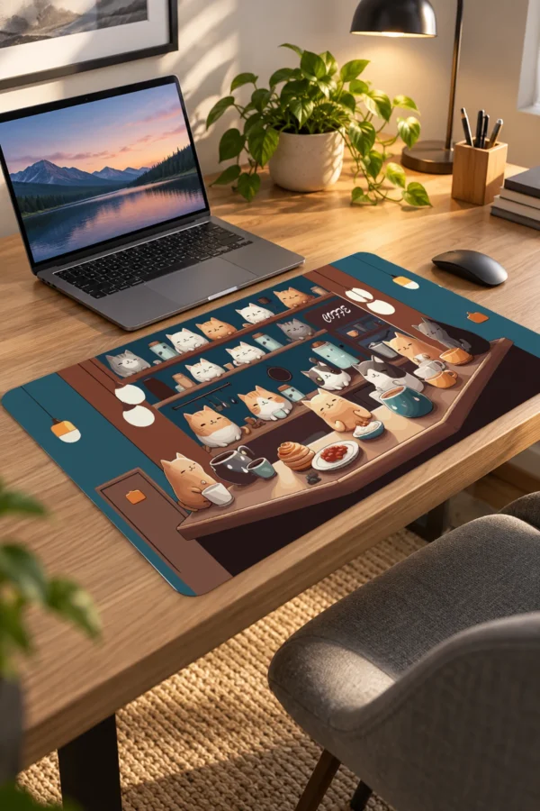 Cat Cafe Harmony 60x40 Gaming Mousepad Cat Cafe Harmony Dizüstü Gaming Mousepad