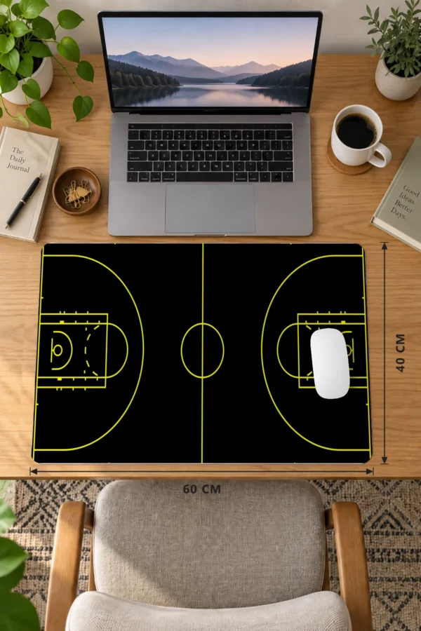 Basketball Siyah Sarı 60x40 Gaming Mousepad Basketball Siyah Sarı Dizüstü Gaming Mousepad