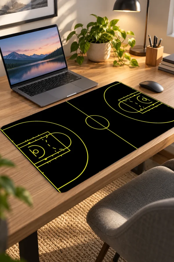 Basketball Siyah Sarı 60x40 Gaming Mousepad Basketball Siyah Sarı Dizüstü Gaming Mousepad