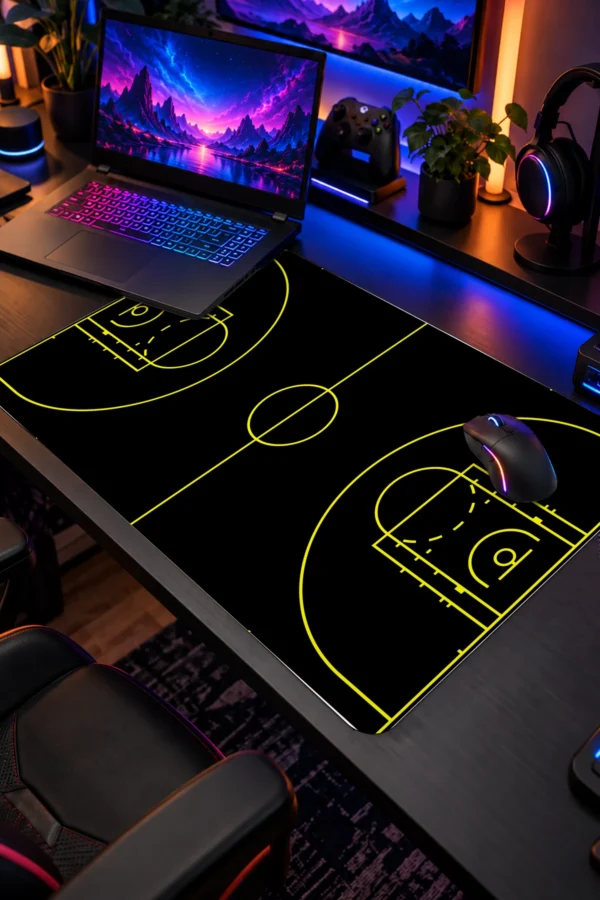 Basketball Siyah Sarı 60x40 Gaming Mousepad Basketball Siyah Sarı Dizüstü Gaming Mousepad