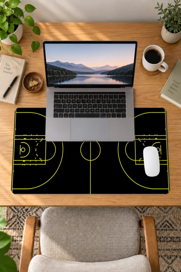 Basketball Siyah Sarı 60x40 Gaming Mousepad Basketball Siyah Sarı Dizüstü Gaming Mousepad
