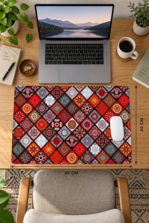 Crimson Mosaic Harmony 60x40 Gaming Mousepad Mosaic Harmony Dizüstü Gaming Mousepad