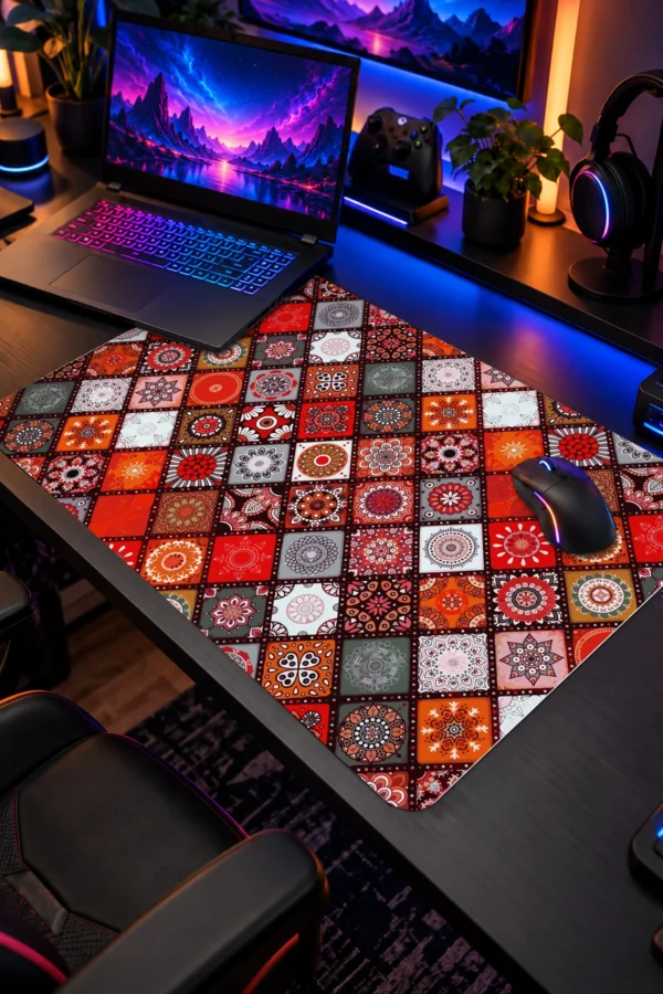 Crimson Mosaic Harmony 60x40 Gaming Mousepad Mosaic Harmony Dizüstü Gaming Mousepad