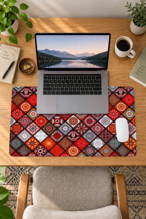 Crimson Mosaic Harmony 60x40 Gaming Mousepad Mosaic Harmony Dizüstü Gaming Mousepad