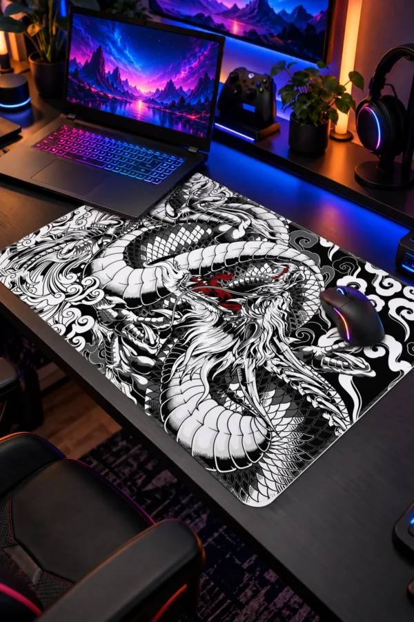 Ember Dragon Siyah Beyaz Dizüstü Gaming Mousepad