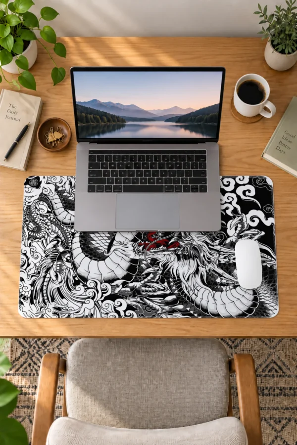 Ember Dragon Siyah Beyaz Dizüstü Gaming Mousepad