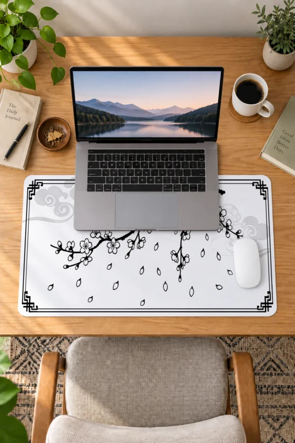 Ink Blossom Branch Dizüstü Gaming Mousepad