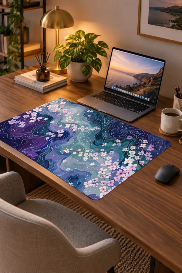 Violet Blossom Stream Dizüstü Gaming Mousepad
