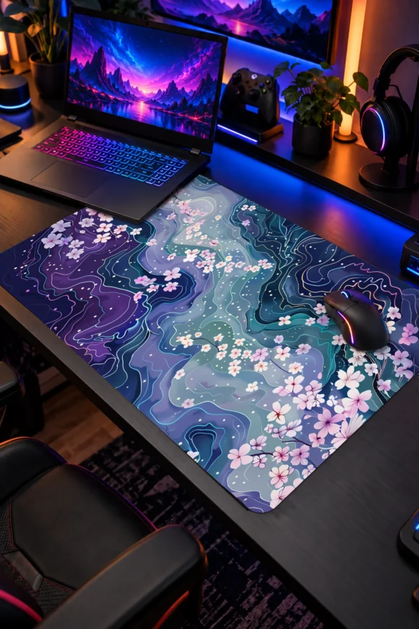 Violet Blossom Stream Dizüstü Gaming Mousepad