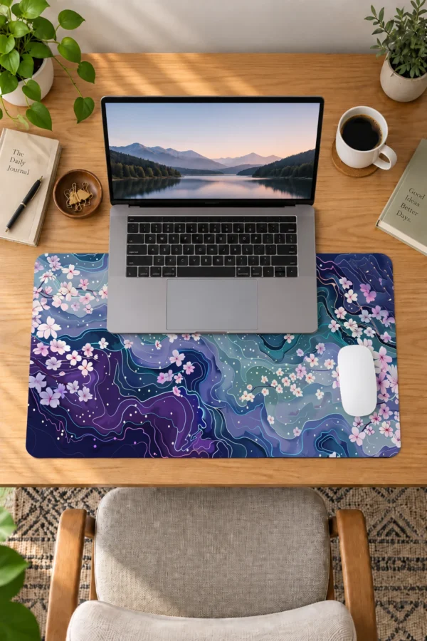 Violet Blossom Stream Dizüstü Gaming Mousepad