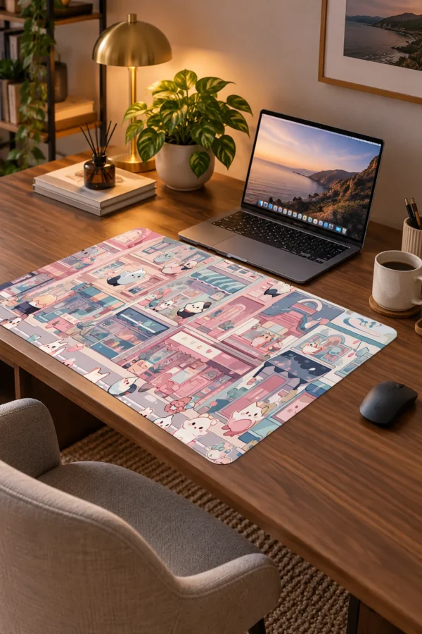 Pastel Kitty Lane 60x40 Gaming Mousepad Pastel Kitty Lane Dizüstü Gaming Mousepad