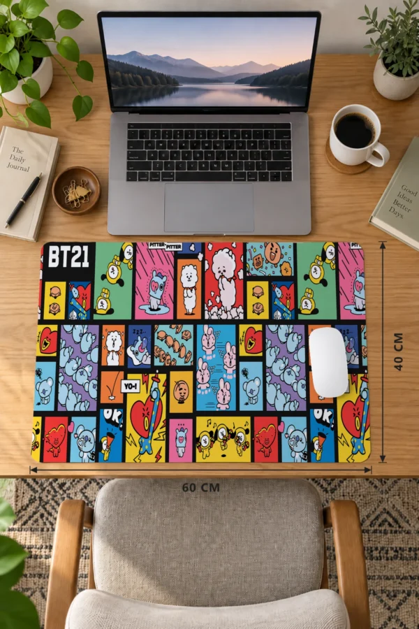 Kawaii Comic Grid 60x40 Gaming Mousepad Kawaii Comic Grid Dizüstü Gaming Mousepad