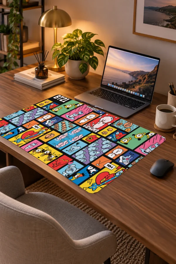 Kawaii Comic Grid 60x40 Gaming Mousepad Kawaii Comic Grid Dizüstü Gaming Mousepad