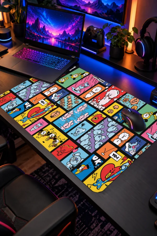 Kawaii Comic Grid 60x40 Gaming Mousepad Kawaii Comic Grid Dizüstü Gaming Mousepad