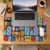 Kawaii Comic Grid 60x40 Gaming Mousepad Kawaii Comic Grid Dizüstü Gaming Mousepad