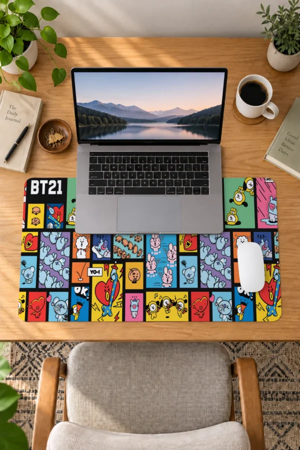 Kawaii Comic Grid 60x40 Gaming Mousepad Kawaii Comic Grid Dizüstü Gaming Mousepad