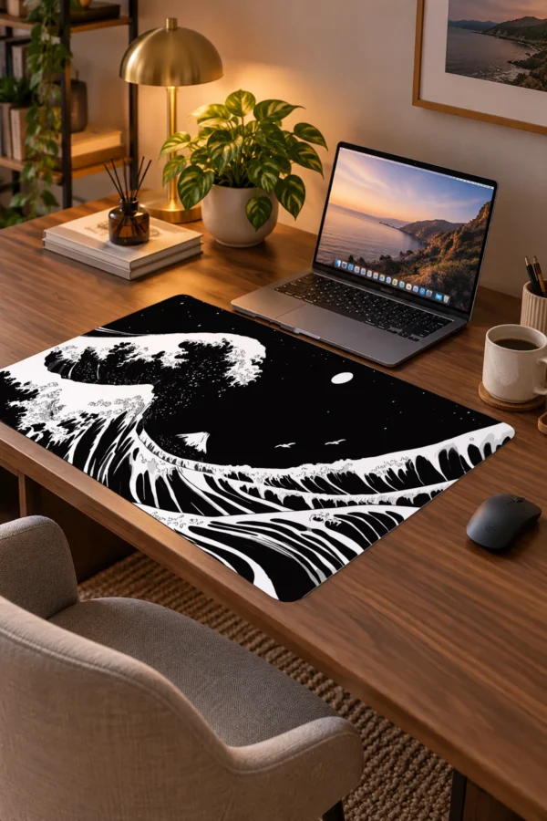 Kanagawa Black&White 60x40 Gaming Mousepad Kanagawa ETSY-53 Dizüstü Gaming Mousepad
