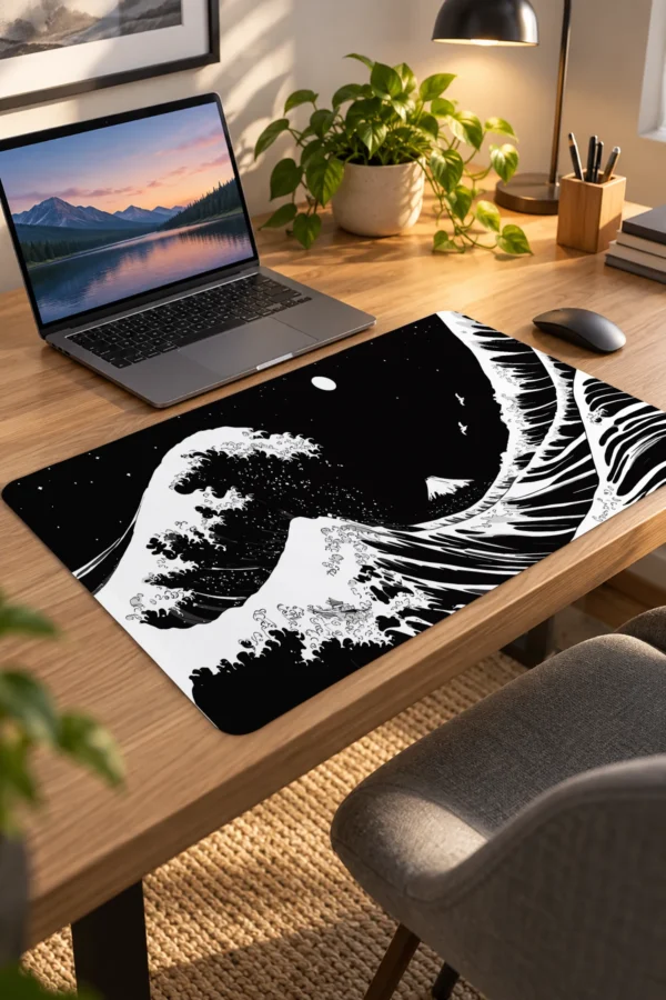 Kanagawa Black&White 60x40 Gaming Mousepad Kanagawa ETSY-53 Dizüstü Gaming Mousepad
