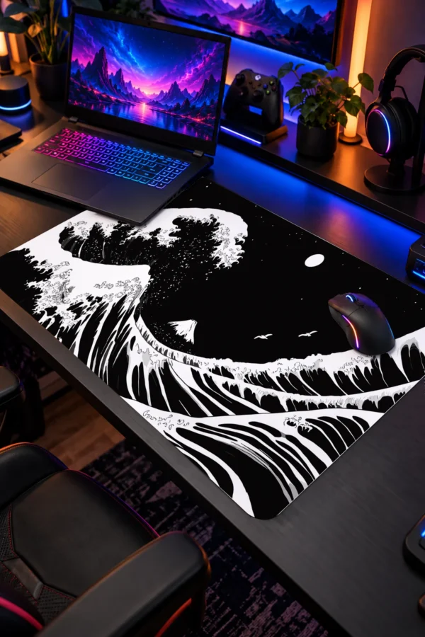 Kanagawa Black&White 60x40 Gaming Mousepad Kanagawa ETSY-53 Dizüstü Gaming Mousepad