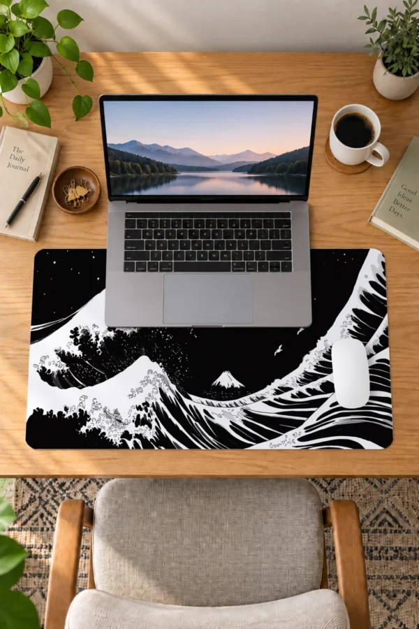 Kanagawa Black&White 60x40 Gaming Mousepad Kanagawa ETSY-53 Dizüstü Gaming Mousepad