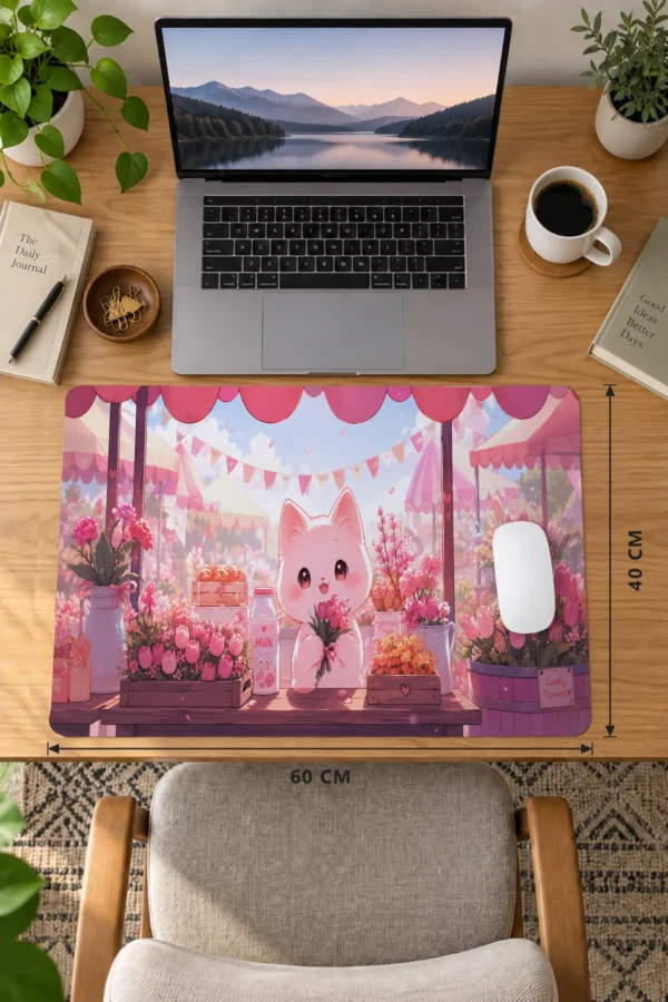 Tulip Market Kitty 60x40 Gaming Mousepad Tulip Market Kitty Dizüstü Gaming Mousepad