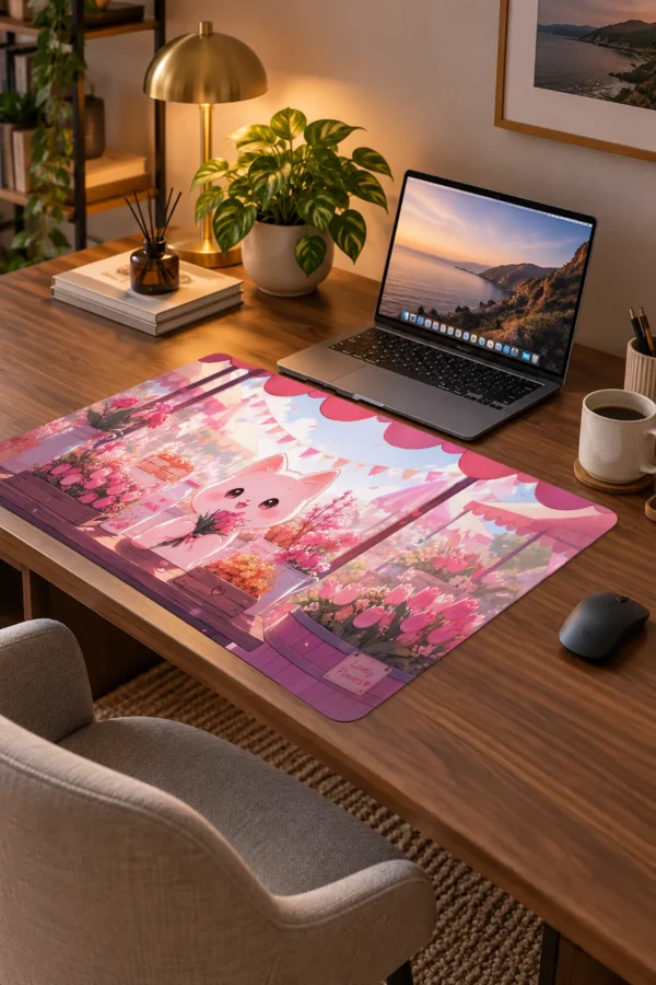 Tulip Market Kitty 60x40 Gaming Mousepad Tulip Market Kitty Dizüstü Gaming Mousepad