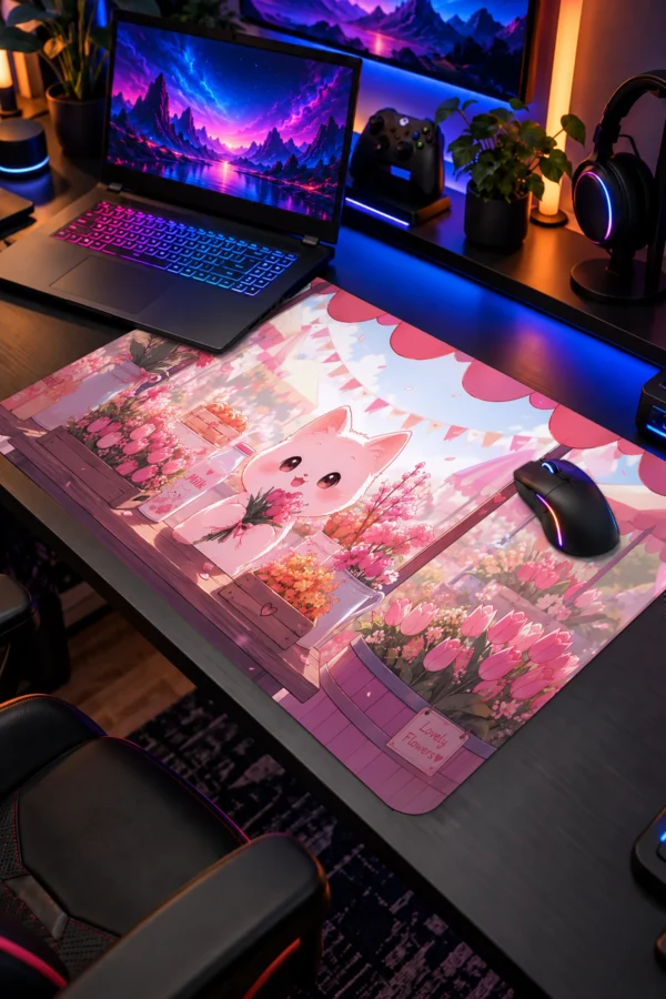 Tulip Market Kitty 60x40 Gaming Mousepad Tulip Market Kitty Dizüstü Gaming Mousepad