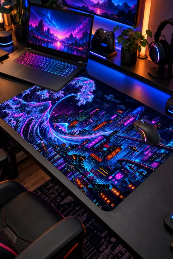 Neon Tide Metropolis Dizüstü Gaming Mousepad