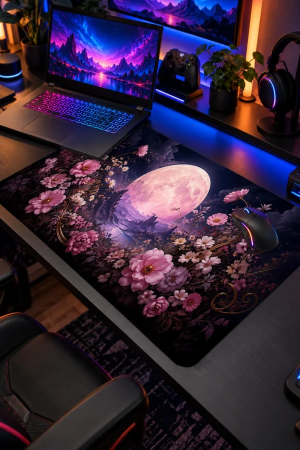Rose Moon Garden Dizüstü Gaming Mousepad