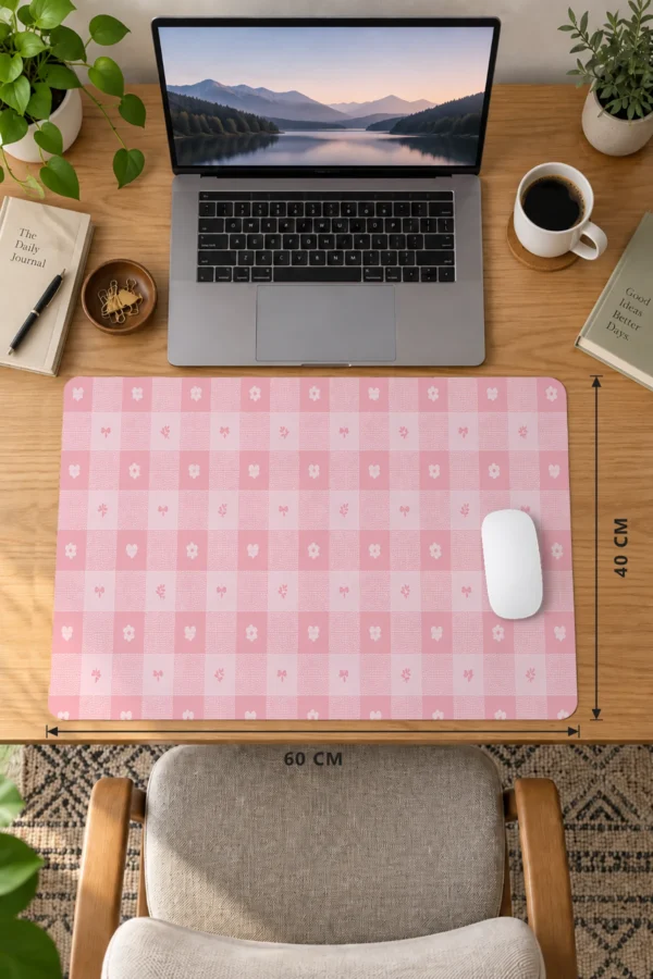 Blush Picnic Plaid 60x40 Gaming Mousepad Blush Picnic Plaid Dizüstü Gaming Mousepad