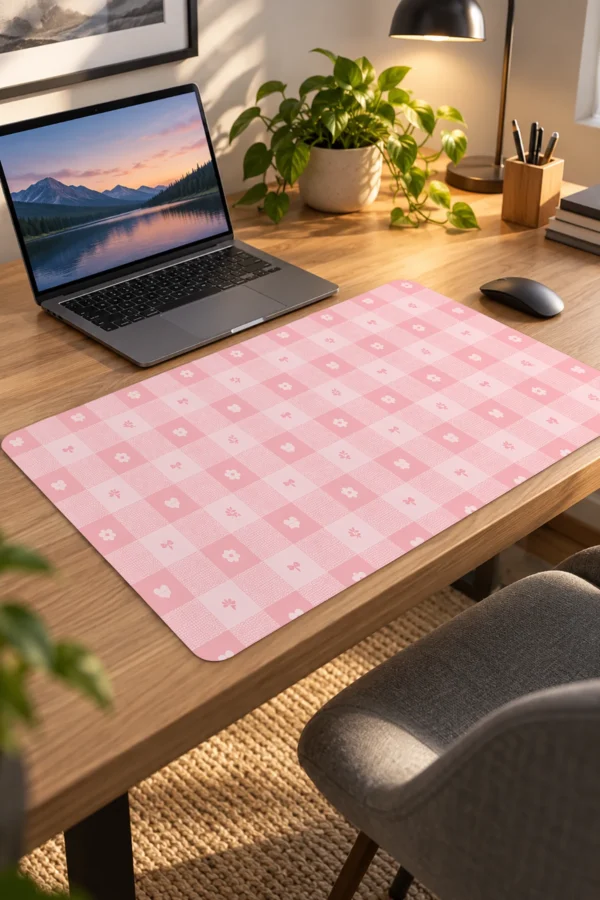 Blush Picnic Plaid 60x40 Gaming Mousepad Blush Picnic Plaid Dizüstü Gaming Mousepad