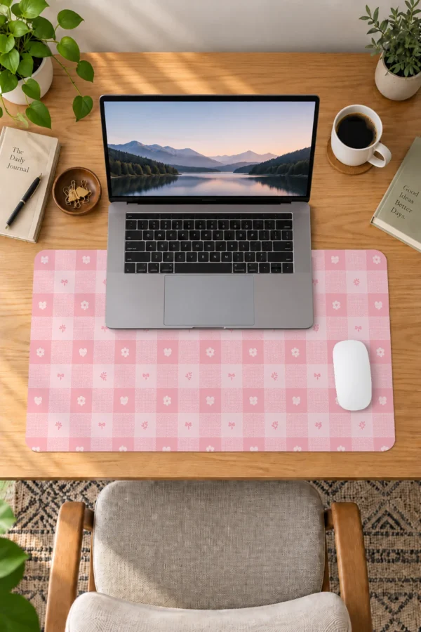 Blush Picnic Plaid 60x40 Gaming Mousepad Blush Picnic Plaid Dizüstü Gaming Mousepad