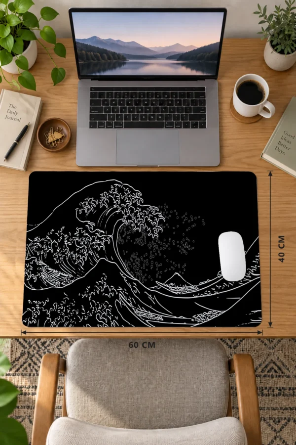 Kanagawa Line Art 60x40 Gaming Mousepad Kanagawa KK-14 Dizüstü Gaming Mousepad