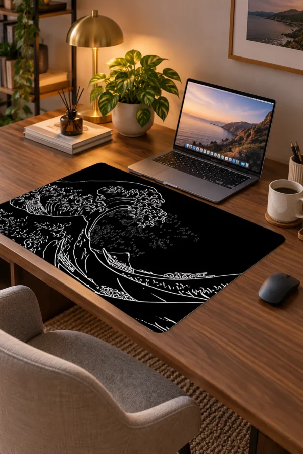 Kanagawa Line Art 60x40 Gaming Mousepad Kanagawa KK-14 Dizüstü Gaming Mousepad