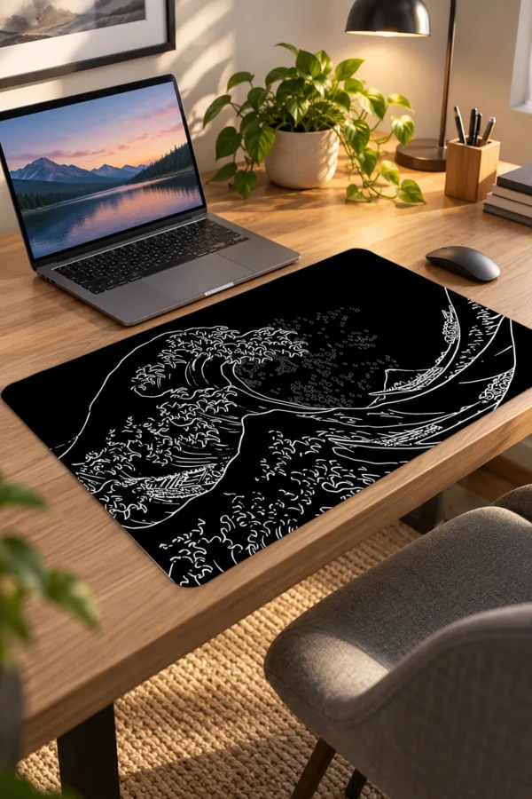 Kanagawa Line Art 60x40 Gaming Mousepad Kanagawa KK-14 Dizüstü Gaming Mousepad