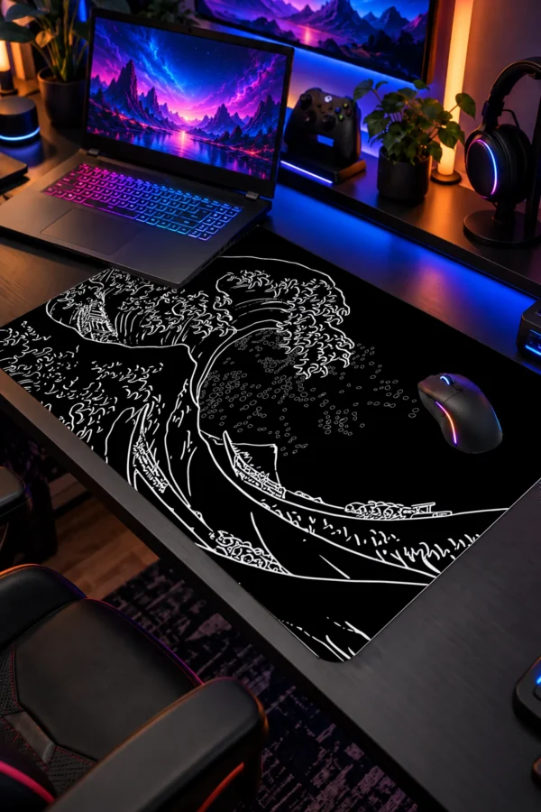Kanagawa Line Art 60x40 Gaming Mousepad Kanagawa KK-14 Dizüstü Gaming Mousepad