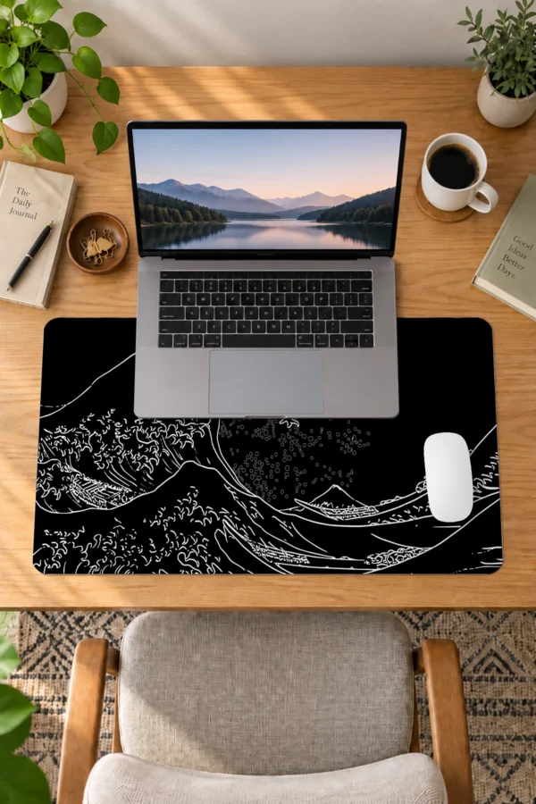 Kanagawa Line Art 60x40 Gaming Mousepad Kanagawa KK-14 Dizüstü Gaming Mousepad