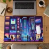 Neon Tokyo Nights Dizüstü Gaming Mousepad