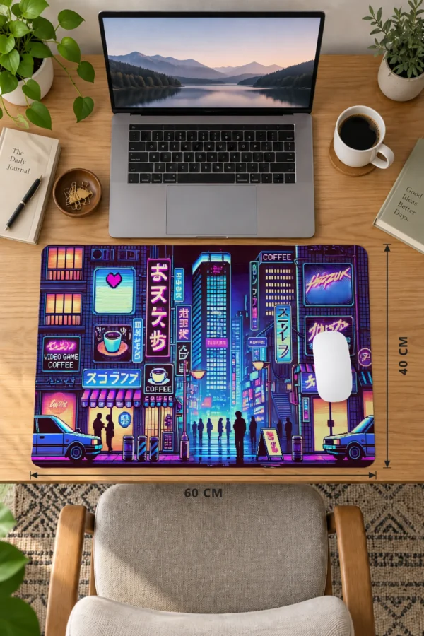 Neon Tokyo Nights Dizüstü Gaming Mousepad