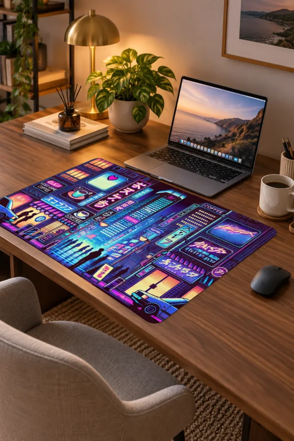 Neon Tokyo Nights Dizüstü Gaming Mousepad