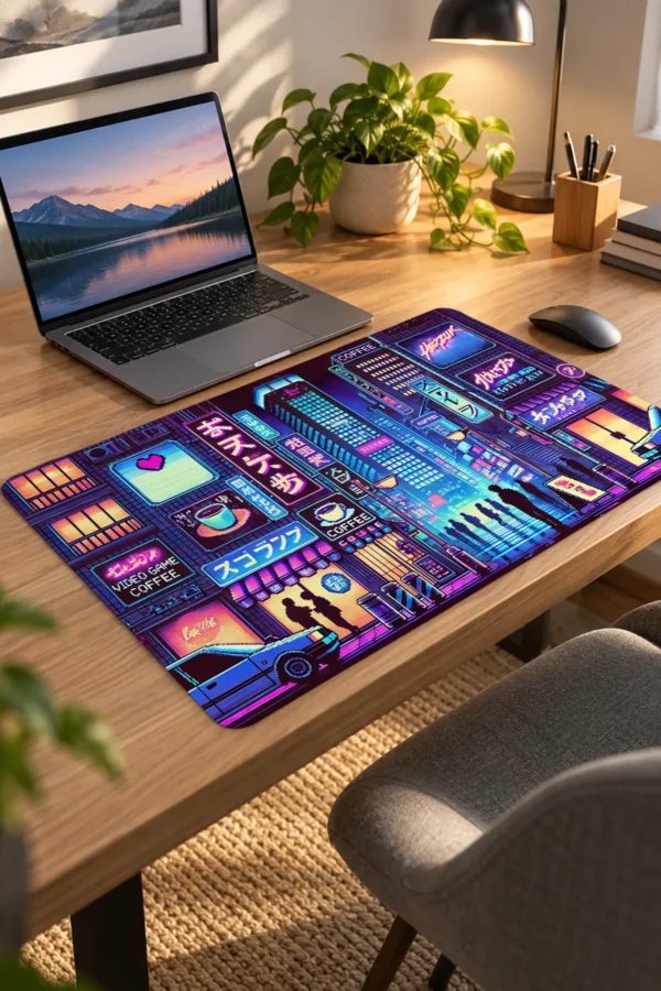 Neon Tokyo Nights Dizüstü Gaming Mousepad