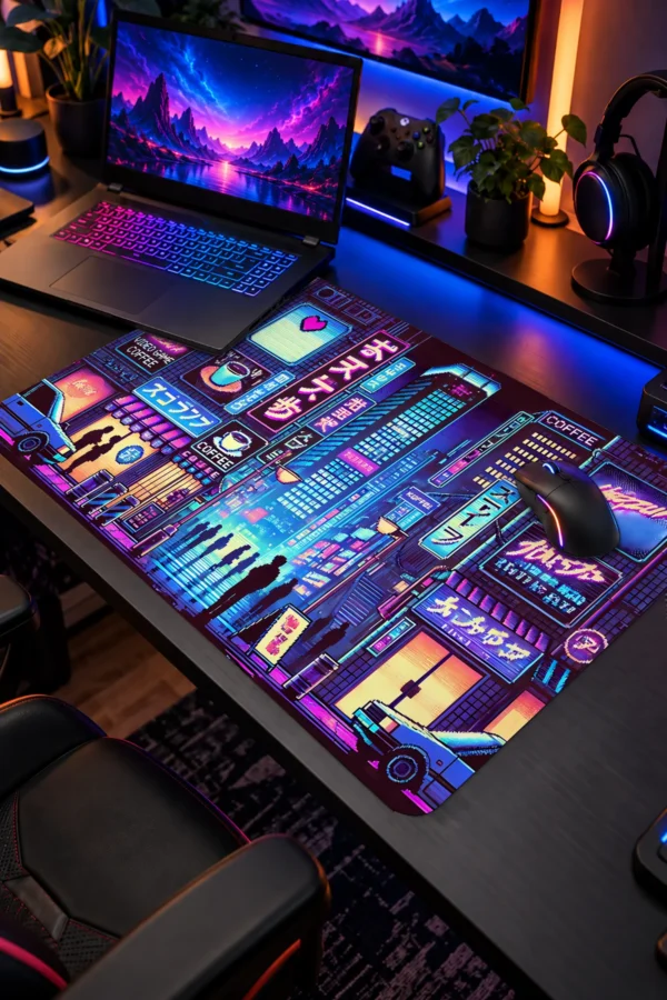 Neon Tokyo Nights Dizüstü Gaming Mousepad