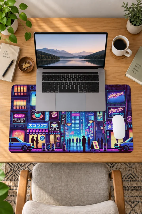 Neon Tokyo Nights Dizüstü Gaming Mousepad