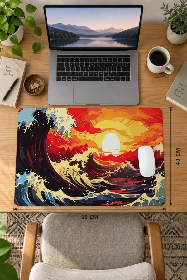 Kanagawa Sunset 60x40 Gaming Mousepad Kanagawa KK-28 Dizüstü Gaming Mousepad