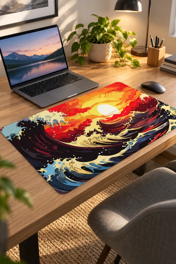 Kanagawa Sunset 60x40 Gaming Mousepad Kanagawa KK-28 Dizüstü Gaming Mousepad