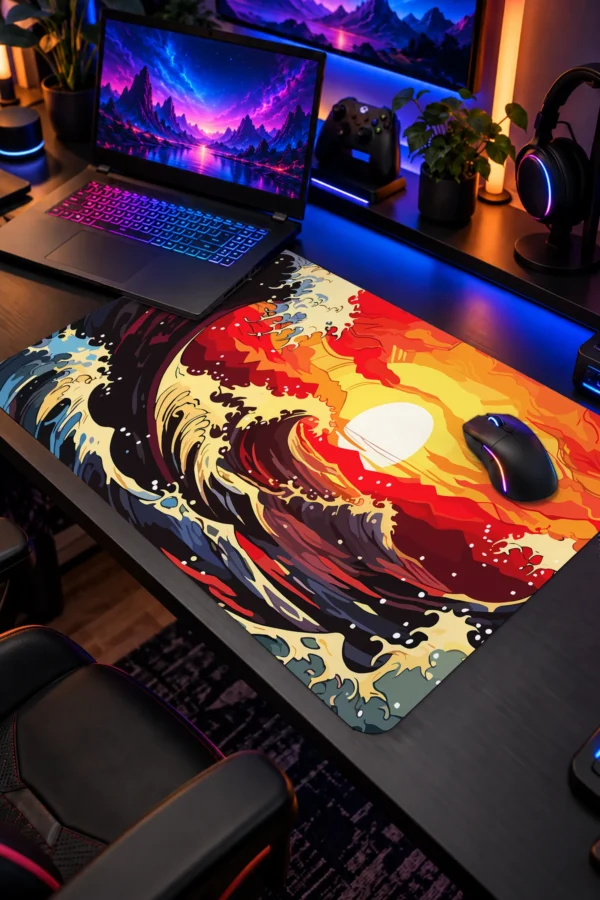 Kanagawa Sunset 60x40 Gaming Mousepad Kanagawa KK-28 Dizüstü Gaming Mousepad